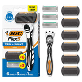 BIC Flex 5 Trim and Shave handle with ergonomic grip for precise grooming.
