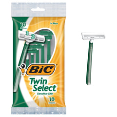 BIC Men s Twin Select razor packaging showing three-pack convenience for daily grooming