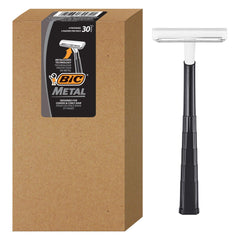 BIC metal men's razor packaging, ideal for travel and gym bags.