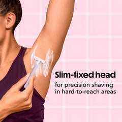 Slim razor head reaches tricky areas with precision