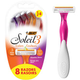 BIC Soleil 3 Colors Disposable Razor Pack with vibrant handles for a smooth shave
