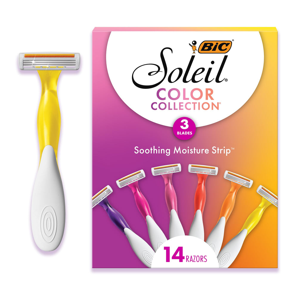 BIC Soleil 3 Colors razor pack shot shows 14-count supply for everyday use
