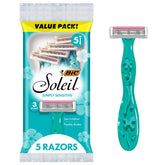 BIC Soleil 3 Simply razor pack of five, ready for travel and everyday shaving.