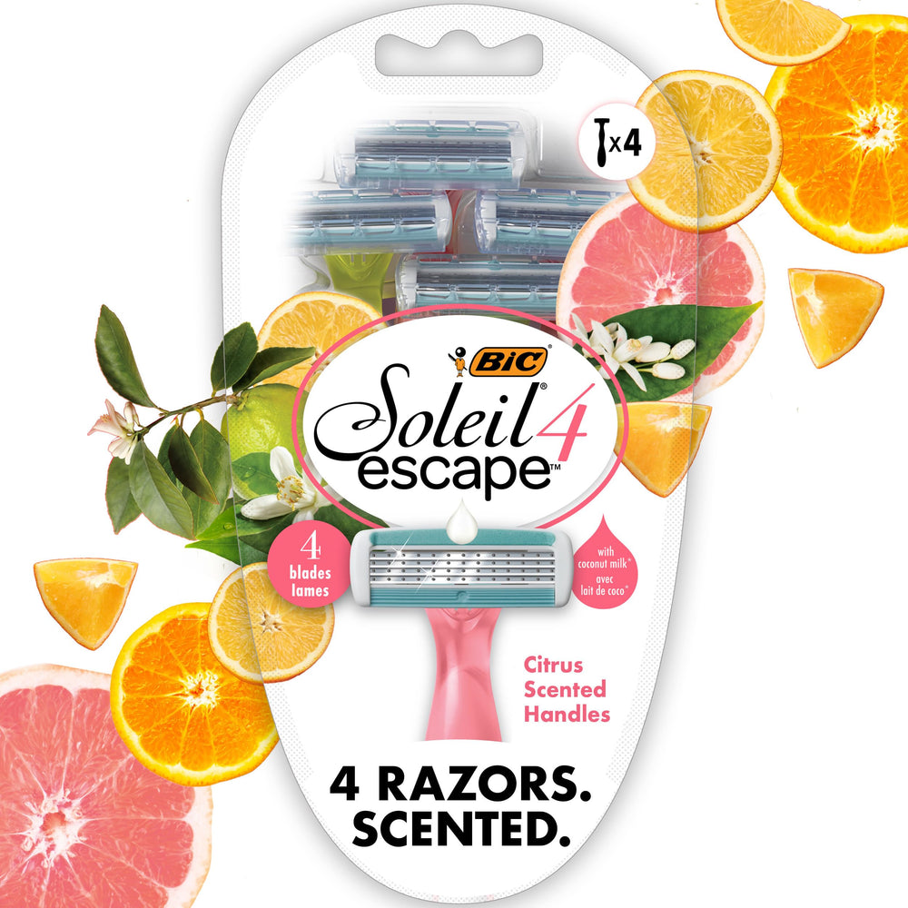 BIC Soleil 4 Escape citrus razor handle with vibrant scent for a refreshing shave