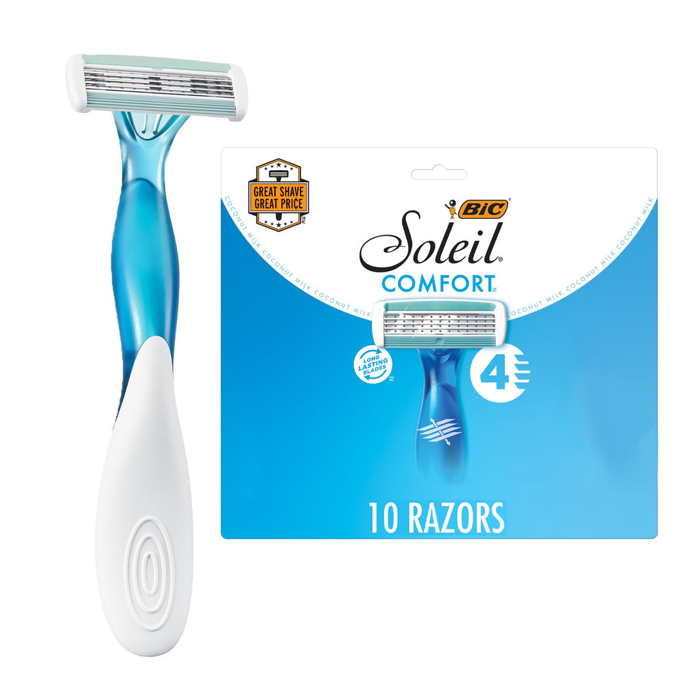 BIC Soleil 4 women's razor pack with ten disposables for a smooth daily shave.