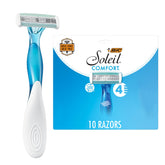 BIC Soleil 4 women's razor pack with ten disposables for a smooth daily shave.