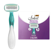 BIC Soleil 5 Sensitive razor front view showing five blades for a close shave.