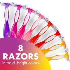 BIC Soleil colorful handles closeup showing ergonomic grip for precise shaving
