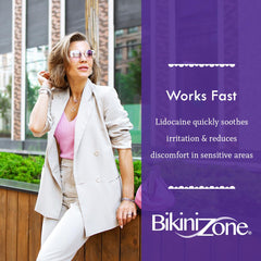 Bikini Zone non-greasy quick-absorbing formula demonstrated in a close-up