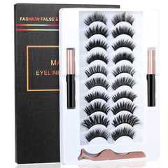 BILEYCHA Upgrade 3D magnetic eyelashes, natural look, 10-pair set for daily wear
