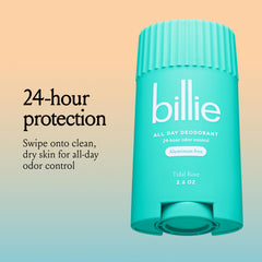 Billie Desodorante Tidal Rose, aplicador compacto para uso diario.