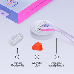 Billie ergonomic non-slip handle provides steady control during shave