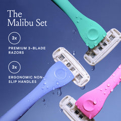 Billie Malibu Set handle with matte rubber for secure grip in wet conditions