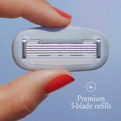 Billie 5-blade nickel-free cartridges designed for close, gentle shaving
