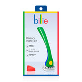 Billie razor handle shown in bright color for a comfortable grip