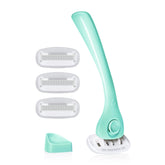 Billie Razor Minty magnetic holder keeps the razor dry and accessible in the shower.