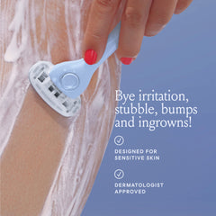 Billie razor non-slip grip maintains control when wet.