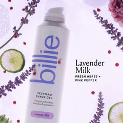Close-up of lavender-milk foam texture from Billie SkyFoam.