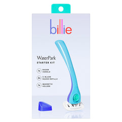 Billie razor handle in Water Park color with ergonomic non slip grip for precise shaving