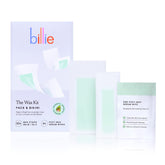 Billie Wax Kit in package shows face and bikini strips for quick hair removal prep.