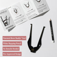 Brow Buddy in action helping guide tweezing and waxing.