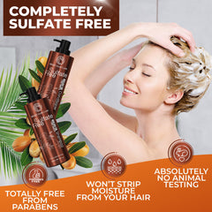 Bingo Hair Care anti-frizz shine closeup highlighting smooth look.
