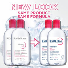 Bioderma Sensibio H2O micellar water closeup bottle demonstrating soothing fragrance-free cleansing.