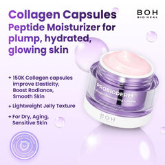 BIOHEAL BOH Probioderm cream jar label highlights elasticity support.