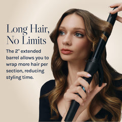 Extended barrel reach allows styling back of head with ease.