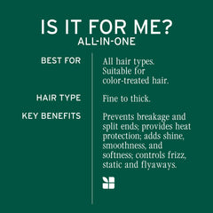 Biolage All-In-One frizz control tames flyaways for smoother strands.