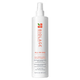 Biolage All-In-One Spray bottle shows lightweight hydration and multi-benefit care for hair.