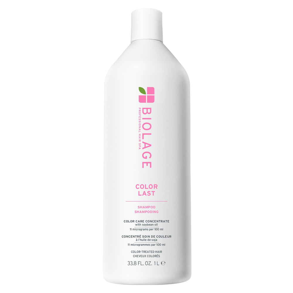 Biolage Color Last shampoo bottle promoting color-safe cleansing and lasting shine.