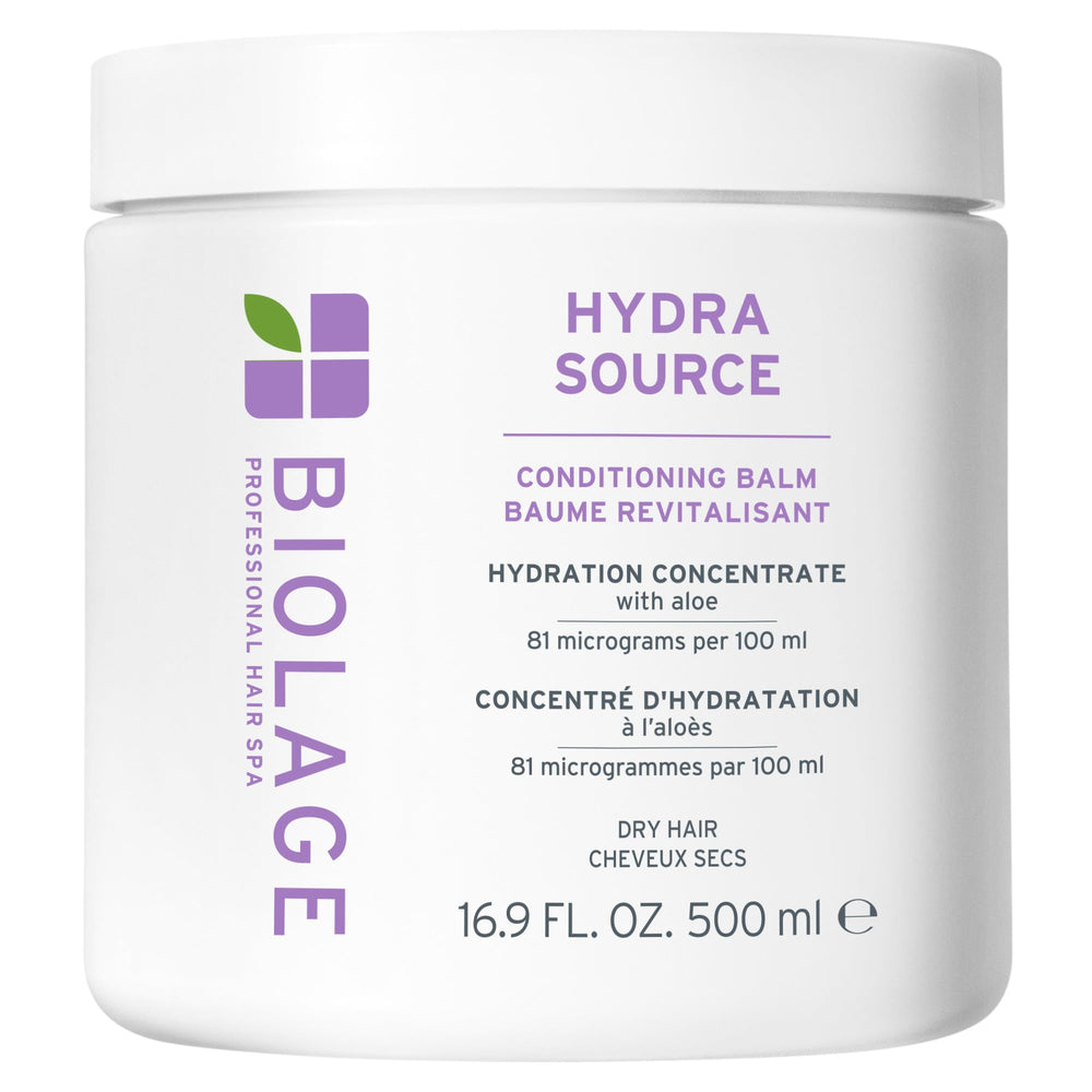 Biolage Hydra Source Conditioning Balm jar close-up showing rich texture for deep hydration