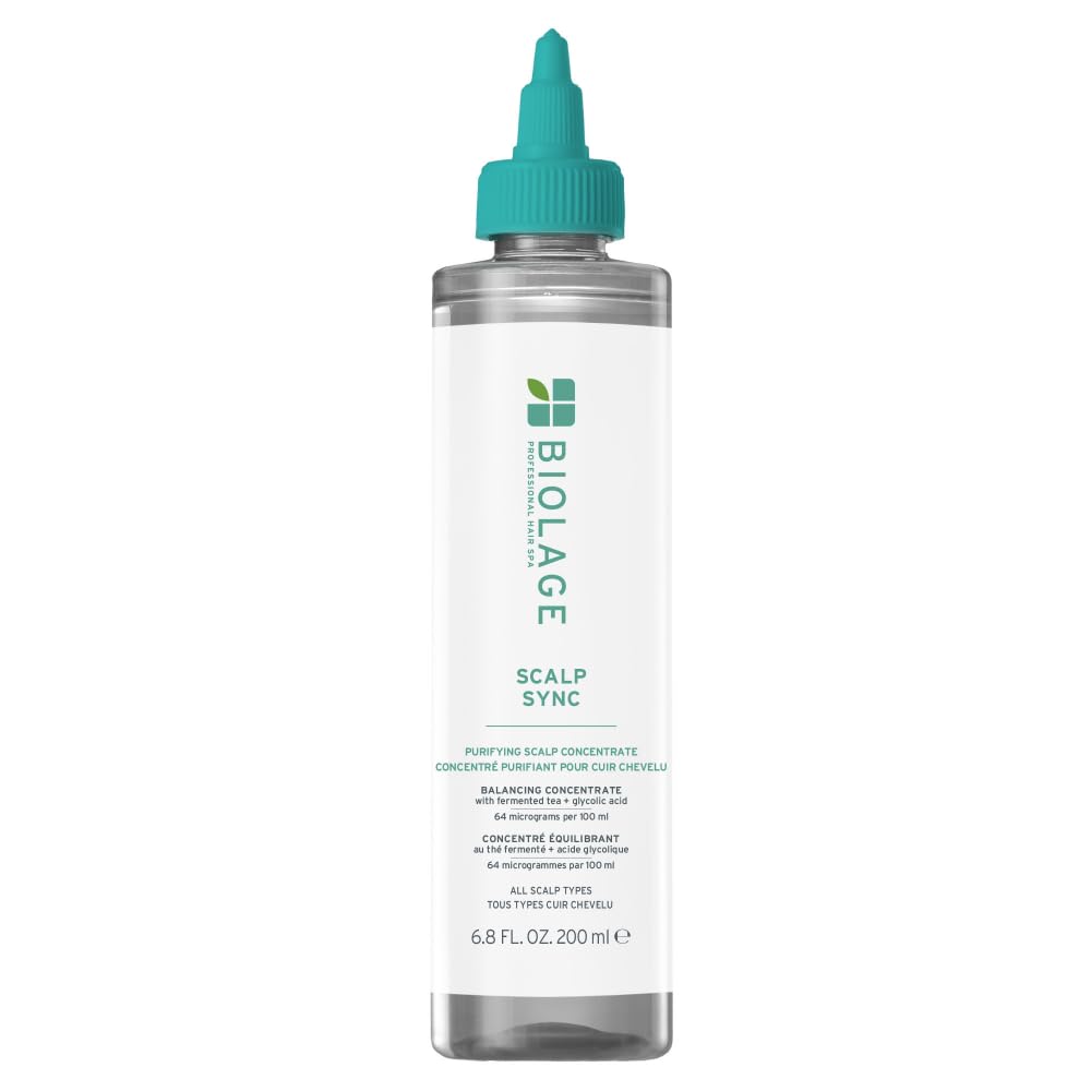 Biolage Scalp Sync Purifying Concentrate bottle ready for application, promotes scalp refresh.