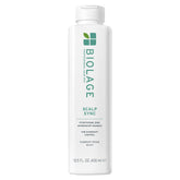 Biolage Scalp Sync shampoo bottle front highlighting zinc pyrithione for dandruff control.