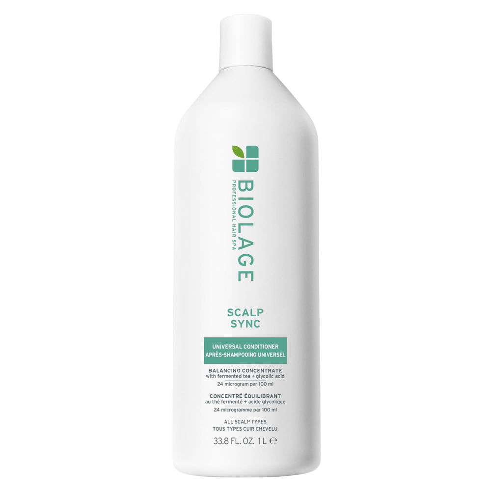 Biolage Scalp Sync Universal Conditioner bottle provides lightweight hydration for all scalp types.