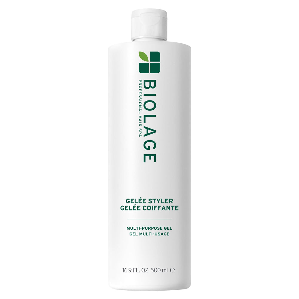 Biolage Styling Gelée bottle on shelf showing smooth hold and shine
