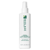 Biolage Thermal Setting Spray bottle front, heat protection up to 450°F.