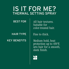Biolage Thermal Setting Spray mist on hair during styling for smooth, frizz-free finish.