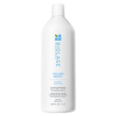 Biolage VolumeBoost Shampoo bottle shows root lift for fine hair and long-lasting volume.