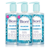 Biore Balancing Face Wash bottle closeup for deep cleansing and balanced skin.