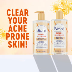 Biore Clear & Breathable cleanser foam demonstrates gentle cleansing for oily skin.