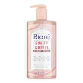 Biore Purify & Reset bottle front shows oil-free formula for daily cleansing.