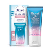 Bioré UV Aqua Rich Glow en botella, hidratación instantánea y brillo natural.