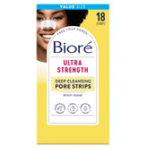 Biore Witch Hazel Ultra Strength Pore Strips box front showing packaging for deep cleansing pores