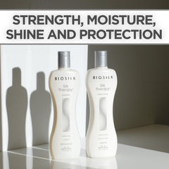 BioSilk Silk Therapy brillo de pelo suave y manejable.