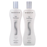 BioSilk Silk Therapy kit de champú y acondicionador para brillo radiante.