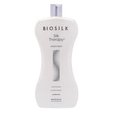 BioSilk Silk Therapy Conditioner bottle glows with radiant shine.