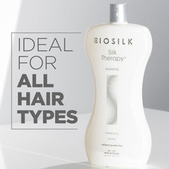 BioSilk Silk Therapy Shampoo lather delivering silk protein conditioning for shine