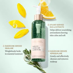 Biossance close-up shows oil emulsifying with water and lifting makeup